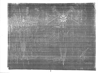 Hall Bulldog 3-view drawing by Primo Galletti, 1933